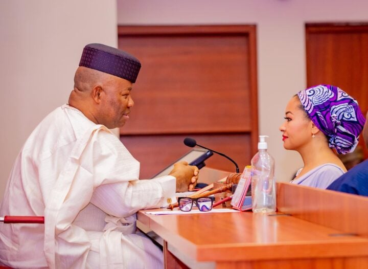 Senate President Godswill Akpabio and Senator Natasha Akpoti-Uduaghan 
